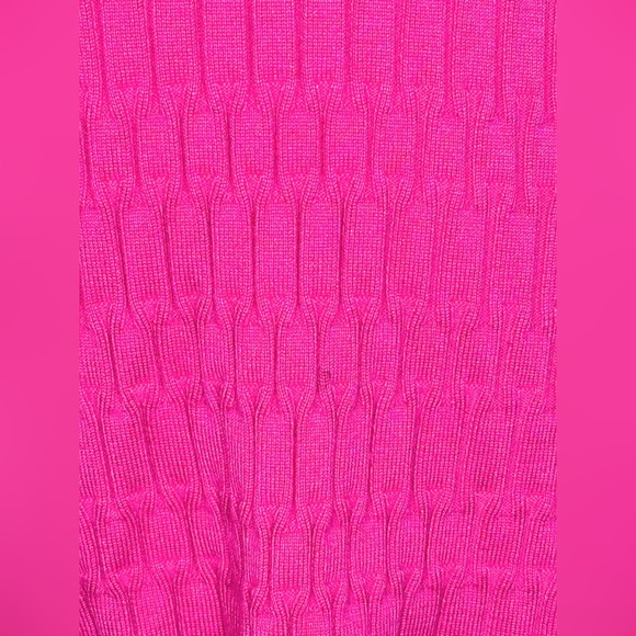 Elie Tahari Women’s Sweater Large Hot Pink Textured Knit Short Sleeve Top - Picture 9 of 9